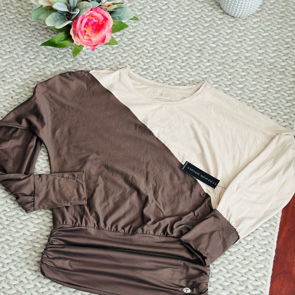 Two-Tone Brown and Cream Women's Top
